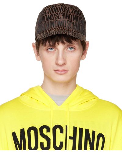 Moschino Brown Logo Cap - Yellow
