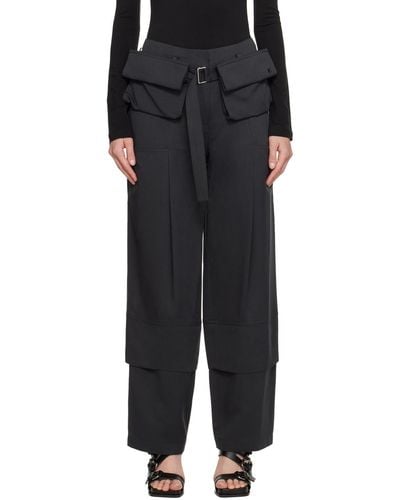 Low Classic Belted Trousers - Black