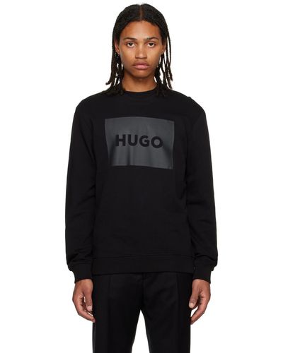 HUGO プリント スウェットシャツ - ブラック