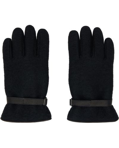 AURALEE Brushed Alpaca Wool Melton Gloves - Black