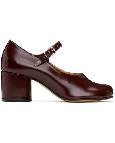 Maison Margiela Burgundy Tabi Leather Heels - Brown