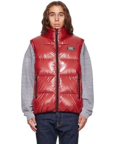 DSquared² Red Quilted Down Vest