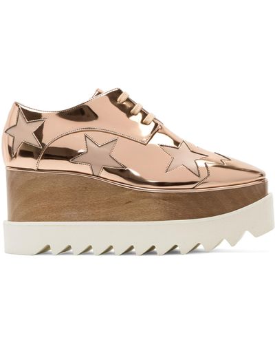 Stella McCartney Rose Gold Metallic Elyse Stars Derbys - Pink