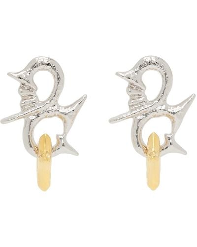 Chopova Lowena Silver & Gold Entwined Star Earrings - White