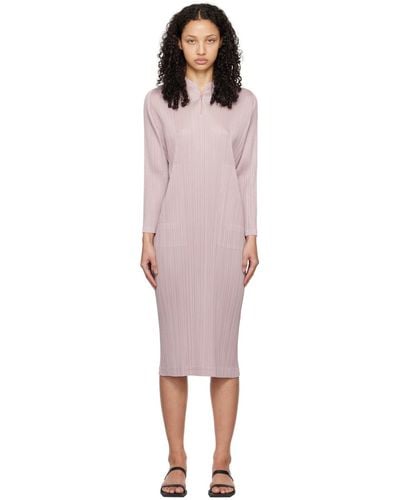 Pleats Please Issey Miyake Pink Monthly Colors January Maxi Dress - Black