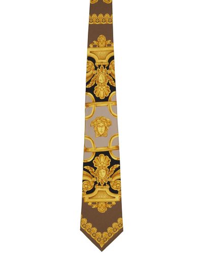 Versace Cravate 660 brune à motif baroque - Noir
