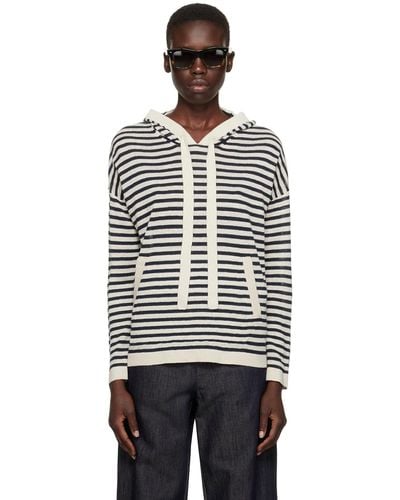 Max Mara Limosa Striped Linen-knit Hooded Sweater - Black