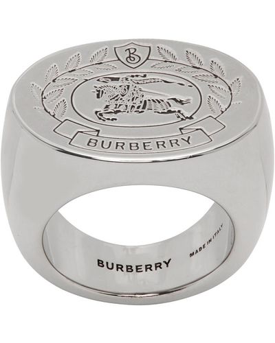 Burberry Bague argentée à logo - Métallisé