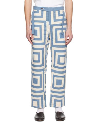 Bode Blue & Off-white House Steps Pants