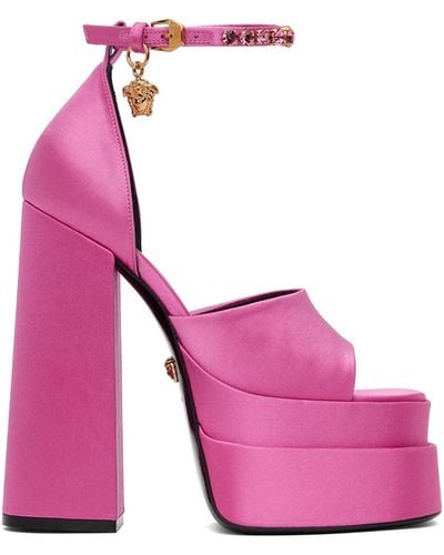 Versace Pink Medusa Aevitas Platform Heeled Sandals - Purple