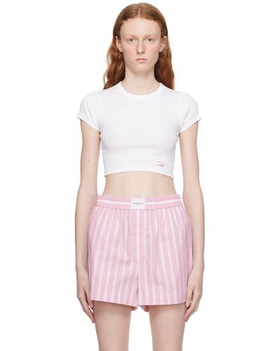 Alexander Wang White Cropped T-shirt - Pink