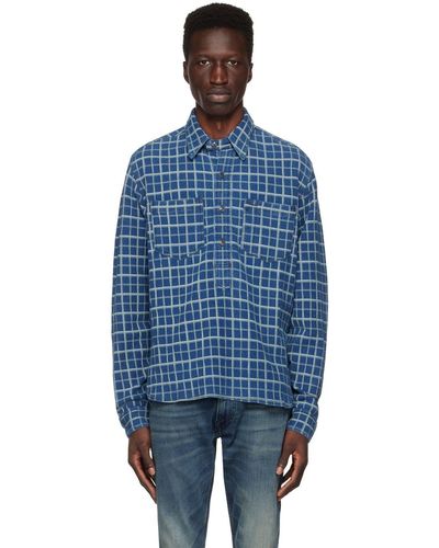 Bandana Print Jersey Camp Shirt - Indigo/Cream