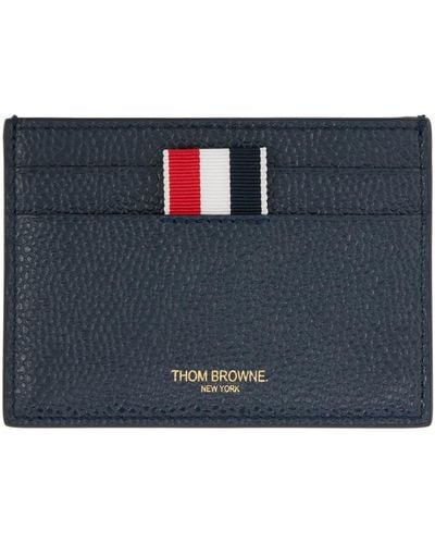 Thom Browne Navy & Green Hector Card Holder - Black
