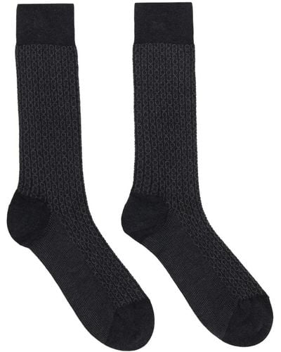 Ferragamo Grey Medium Gancini Socks - Black