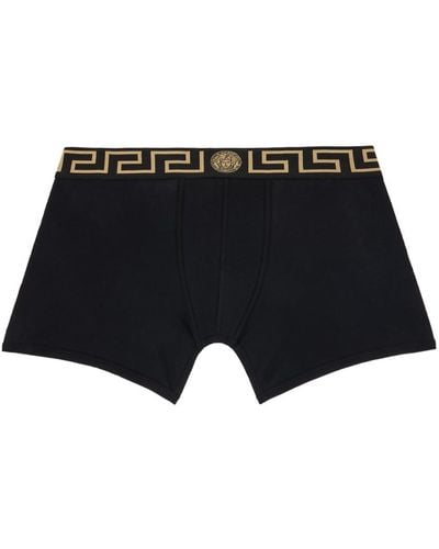 Versace Greca Border Long Boxers - Black