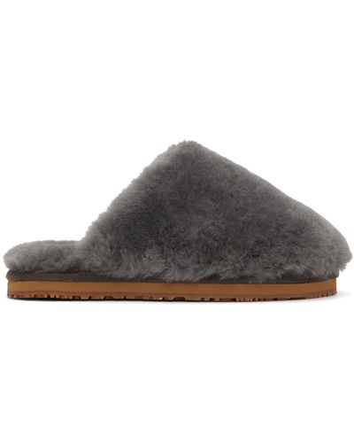 Mou Patch Shearling Slippers - Black