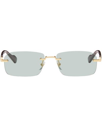 Gucci Gold & Burgundy Rimless Sunglasses - Black