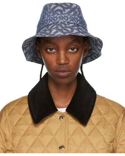 Burberry bucket hat navy cheap