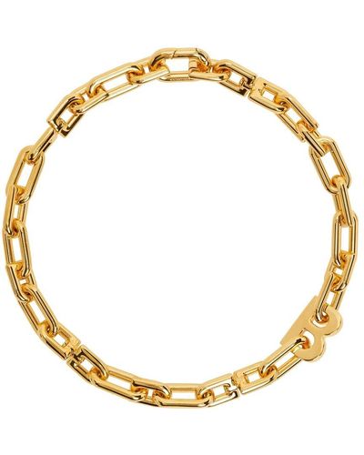 Balenciaga Gold Thin B Chain Necklace - Metallic
