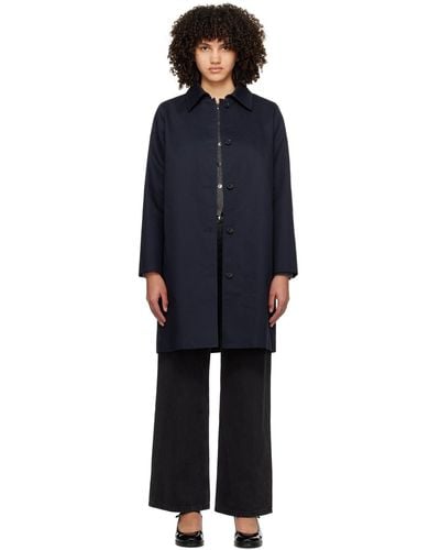 A.P.C. . Navy Button Trench Coat - Black