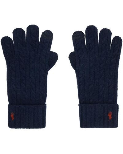 Polo Ralph Lauren Navy Cable Knit Gloves - Blue