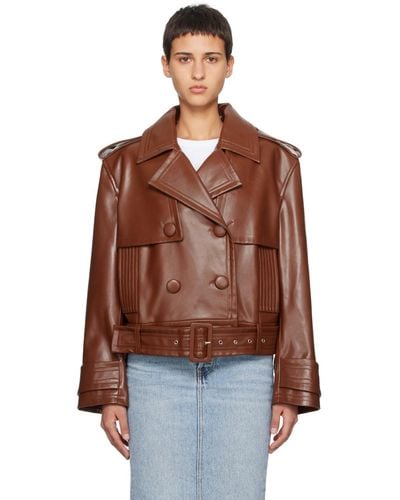 Stand Studio Brown Fern Faux-leather Jacket