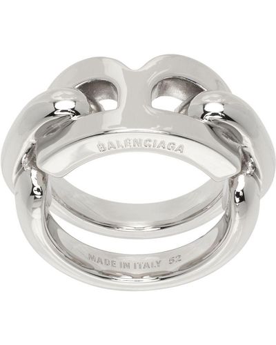 Balenciaga Silver B Chain 2.0 Ring - Metallic