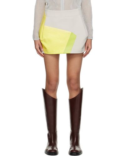 Issey Miyake Gray Torso Juxtapose Miniskirt - Yellow