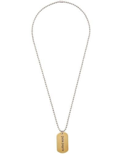 Palm Angels Silver & Gold Logo Military Plate Necklace - Black