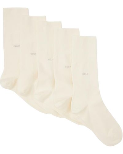 CDLP Five-pack Mid-length Socks - Natural