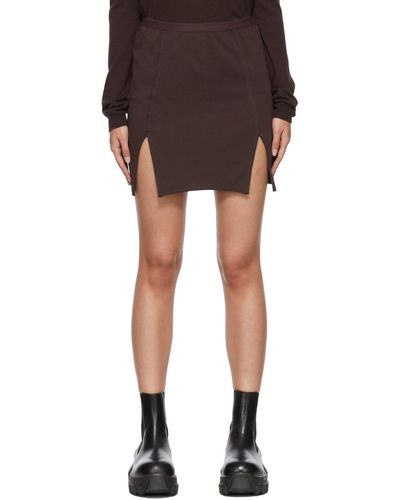 Rick Owens Burgundy Organic Cotton Mini Skirt - Black