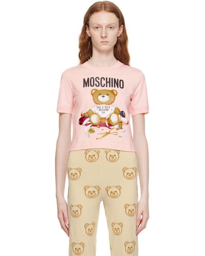 Moschino T-shirt rose à ourson - Orange