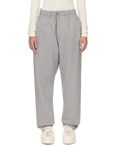 Y-3 Gray Five-pocket Sweatpants - White