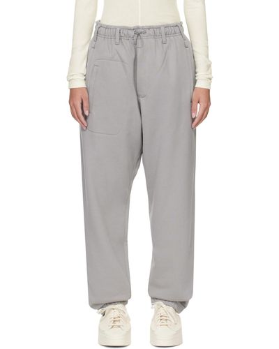 Y-3 Pantalon de survêtement gris à cinq poches - Blanc