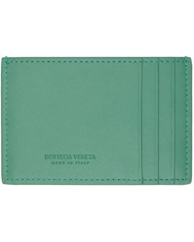 Bottega Veneta Porte-cartes vert en cuir tissé façon intrecciato