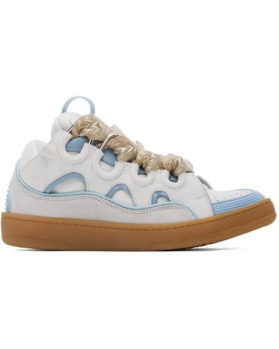 Lanvin Baskets curb bleues exclusives à ssense - Blanc