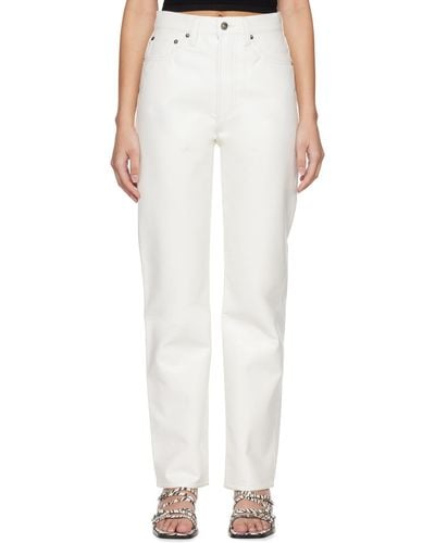 Agolde White 90's Pinch Waist Leather Trousers