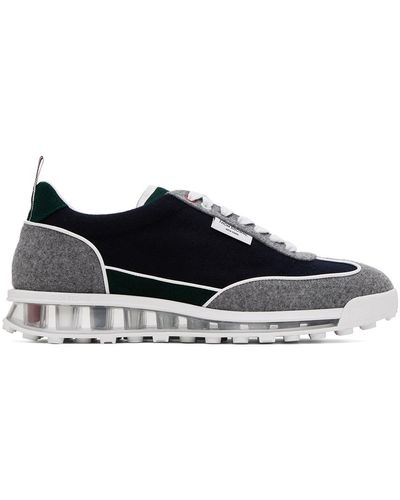 Thom Browne Thom e baskets de course tech bleu marine et gris - Noir