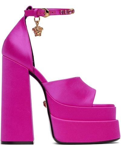 Versace Pink Medusa Aevitas Platform Heeled Sandals - Purple