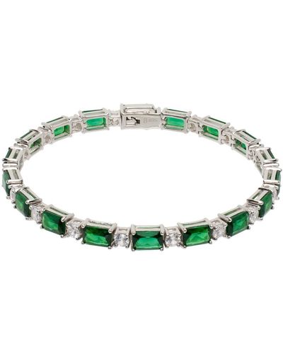 Hatton Labs Bracelet de tennis argenté et vert à ornements facettés taille émeraude