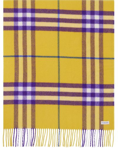 Burberry Yellow & Purple Wide Check Scarf