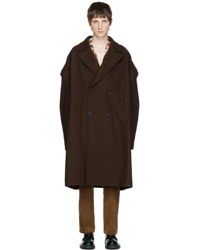 Valentino Manteau brun à double boutonnage - Noir