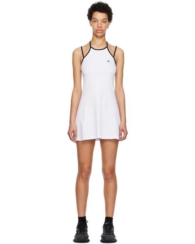 Marine Serre Robe de tennis courte blanche - Noir