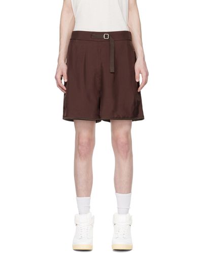 Jil Sander Burgundy & Brown Oversized Reversible Shorts - Black