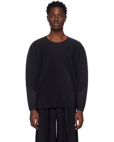 Homme Plissé Issey Miyake Homme Plissé Issey Miyake Black Monthly Colour January Long Sleeve T-shirt - Blue