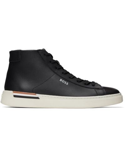 BOSS by HUGO BOSS Clint Smooth Leather High-top Trainers - Black