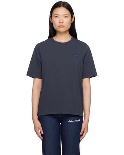 Maison Kitsuné T-shirt bleu marine à logo de renard