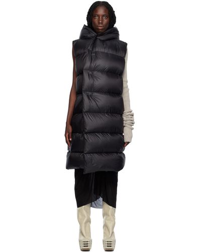 Rick Owens Veste de superposition noire rembourrée en duvet à capuche