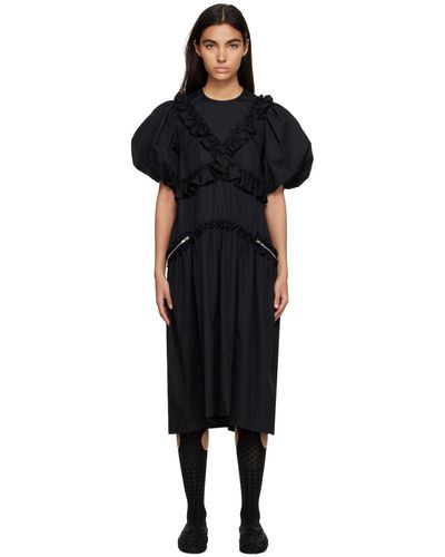Simone Rocha Ruffle Midi Dress - Black