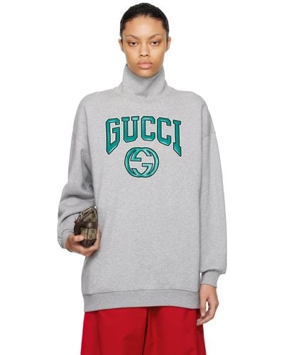Gucci グレー ロゴアップリケ スウェットシャツ